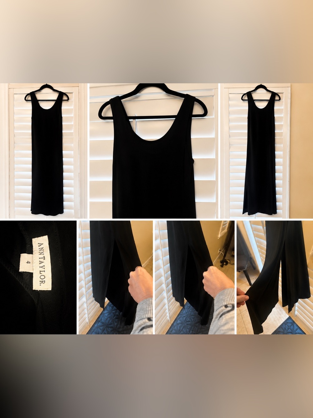 Ann Taylor Black Sleeveless Maxi Dress with Side Slit – Size 4